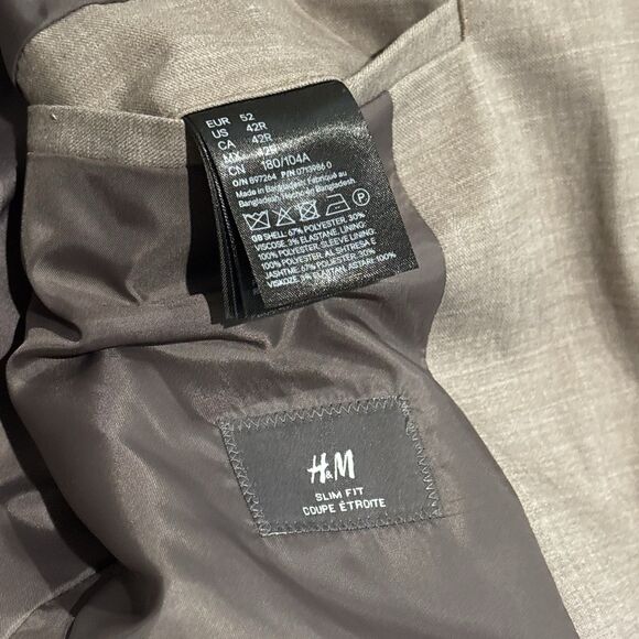 H&M Blazer Slim Fit Mens 42R Business Casual Sport Coat Single Breasted - Picture 4 of 9